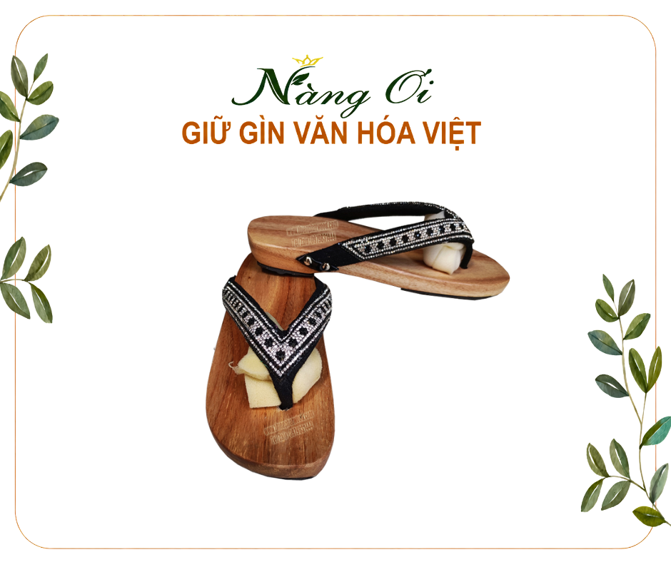 guốc gỗ Việt Nam mang phong cách ngày xưa cao 3cm dễ di chuyển